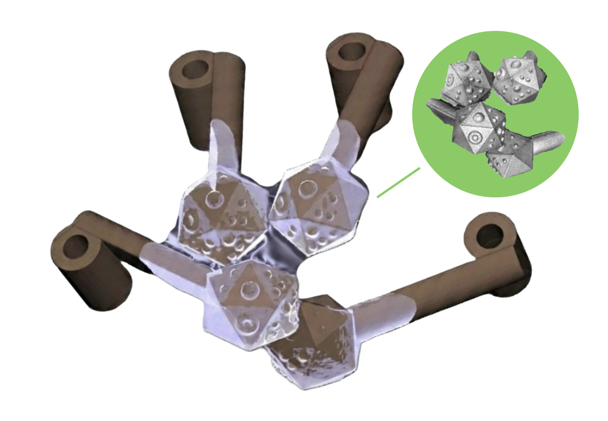Teste dodecaedriche GeoXact in configurazione centripeta